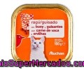 Alimento Humedo Para Gato. Guisado Buey Y Guisantes Auchan Tarrina De100 Gramos
