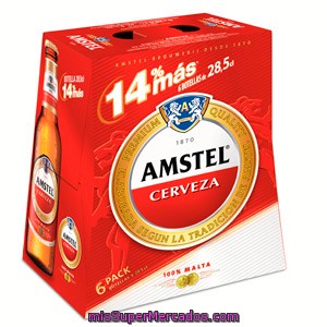 Cerveza Amstel, Pack 6x28,5 Cl