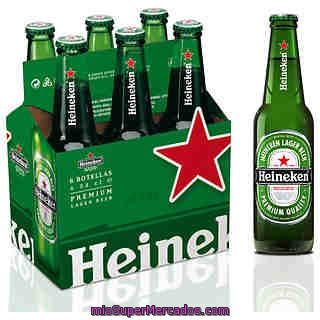 Cerveza Holandesa Heineken Pack De 6 Botellines De 33 Centilitros