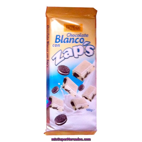 Chocolate Blanco Con Galletas Zaps, Hacendado, Tableta 100 G