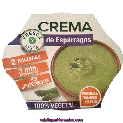 Crema Liquida Natural Esparragos Refrigerada (sin Conservantes), Natura.com, Tarrina 620 G