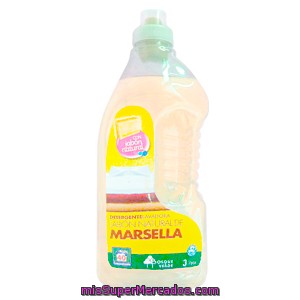 Detergente Lavadora Liquido Marsella  (mano Y Maquina), Bosque Verde, Botella 3 L - 40 Lavados