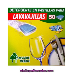 Detergente Lavavajillas Pastillas Clasico, Bosque Verde, Caja 50 U