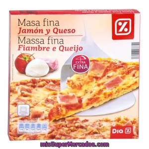 Dia Pizza Masa Fina Jamón Y Queso Caja 350 Gr