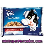 Felix Fantastic Festín De Carnes En Gelatina Para Gatos 4 Unidades Sobre 100 G