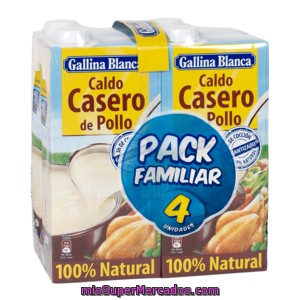 Gallina Blanca Caldo Casero De Pollo 100 % Natural Pack 4 X 1 Lt