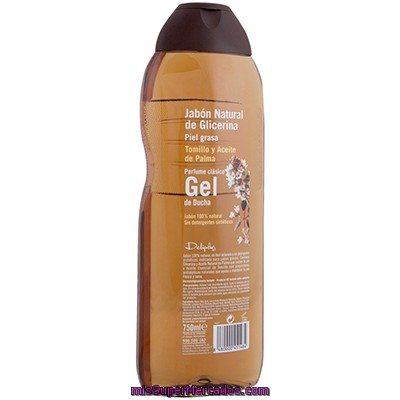Gel Baño Piel Normal Grasa Jabon Natural Glicerina Tomillo Y Aceite De Palma, Deliplus, Botella 750 Cc