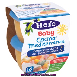 Hero Baby Cocina Mediterranea Verduritas Jamon Y Queso Tarrina 2x200 Gr