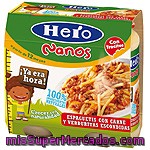 Hero Nanos Tarritos De Espaguetis Con Carne Y Verduritas Escondidas +12 Meses Pack 2x250g Estuche 500 G