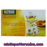 Infusion Manzanilla Sabor Miel Con Edulcorante, Hacendado, Caja 20 Bolsitas - 26 G