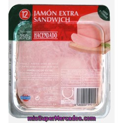 Jamon Cocido Lonchas Sandwich, Hacendado, Paquete 250 G
