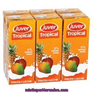 Juver Bebidas De Frutas Con Leche Tropical Pack 6 Briks 20 Cl