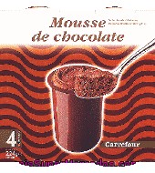 Mousse De Chocolate Carrefour Pack 4x60 G.