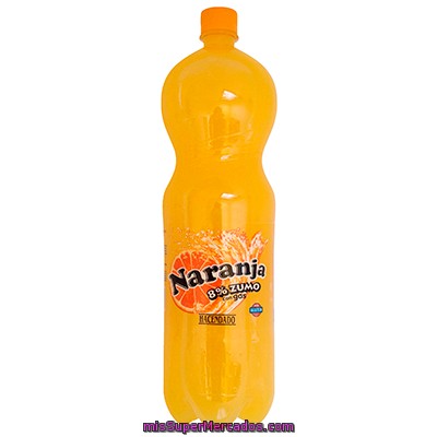 Naranja Con Gas 8 % Zumo, Hacendado, Botella 2 L