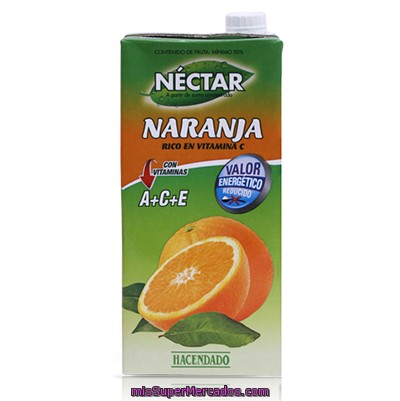 Nectar Naranja (con Valor Energetico Reducido), Hacendado, Brick 1 L