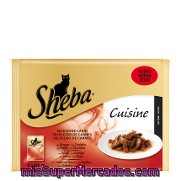 Pack Comida Para Gato Cusine Selección De Carne Sheba Pack 4 X 85 Gr.