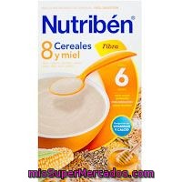 Papillas 8 Cereales Con Miel-fibra Nutriben, Caja 600 G