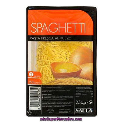Pasta Fresca Spaguettis, Saula, Tarrina 250 G