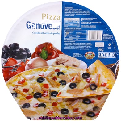 Pizza Congelada Genovesa (atun, Cebolla, Aceitunas Negras), Hacendado, U 390 G