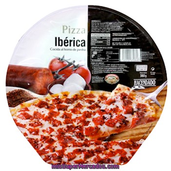 Pizza Congelada Iberica ( Chorizo Iberico, Carne Cerdo Iberico,mozarella,tomate ), Hacendado, U 380 G