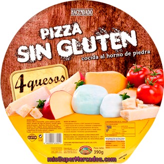 Pizza Congelada Sin Gluten 4 Quesos (mozzarela,gouda Grana Padano,edam), Hacendado, U 390 G