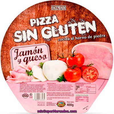 Pizza Congelada Sin Gluten Jamon York Queso, Hacendado, U 400 G