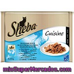 Sheba Cuisine Selección De Pescados En Salsa Para Gatos Pack 4 Bolsa 85 G