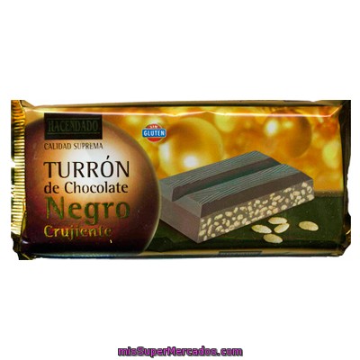 Turron Chocolate Negro Crujiente *navidad*, Hacendado, Pastilla 300 G