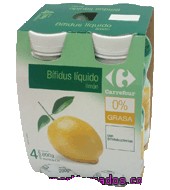 Yogur Bífidus Líquido 0% Limón Carrefour Pack 4x200 G.
