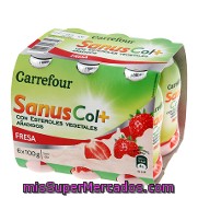 Yogur Líquido Sanuscol Fresa Carrefour Pack 6x100 G.