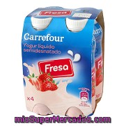 Yogur Liquido Semidesnatado De Fresa Carrefour Pack 4x200 Ml.