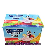 Yogur Petit De Fresa Y De Fresa-plátano Carrefour Kids 12x50 G.
