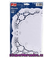 10 Blondas En Papel Blanco 31x38 P&h 10 Ud.