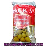 Aceituna Manzanilla Sin Hueso, Hacendado, Bolsa Pack 3 X 175 G U - 525 G Escurrido 225 G