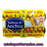 Aceituna Rellena Anchoa, Hacendado, Lata Pack 6 U - 720 G Escurrido 300 G