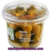 Aceitunas Gordal Con Pepinillo Eroski, Tarrina 250 G