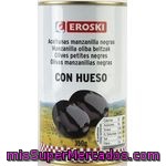 Aceitunas Negras Con Hueso Eroski, Lata 185 G