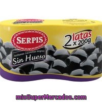 Aceitunas Negras Sin Hueso Serpis, Pack 2x85 G