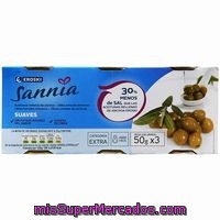 Aceitunas Rellenas Bajas En Sal Eroski Sannia, Pack 3x50 G