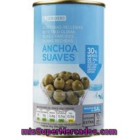 Aceitunas Rellenas De Anchoa Suaves Eroski, Lata 150 G