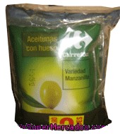 Aceitunas Verdes Manzanilla Con Hueso Carrefour Pack 3x100 G.