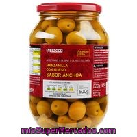 Aceitunas Verdes Sabor Anchoa Eroski, Tarro 600 G