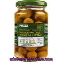 Aceitunas Verdial Ajo-especias Eroski, Tarro 200 G