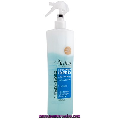 Acondicionador Cabello Bifasico Cuidado Clasico Hidrata Y Da Brillo Stylius Sin Aclarado Pistola (azul), Deliplus, Botella 400 Cc