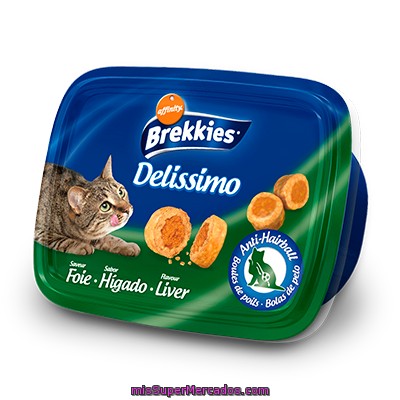 Affinity Brekkies Excel Delissimo Snacks Para Gato Rellenos De Hígado Para El Control De Bolas De Pelo Envase 75 G