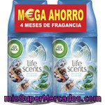 Air Wick Fresh Matic Ambientador Automático Oasis Turquesa Cálida Brisa Mar Madera Recambio 2 Unidades Fragancia Cambiante