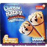 Aliada Cono Helado Sabor Nata Y Chocolate 6 Unidades Estuche 720 Ml