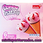 Aliada Cono Helado Sabor Nata Y Fresa 6 Unidades Estuche 720 Ml