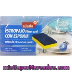 Aliada Estropajo Fibra Azul Con Esponja No Raya Envase 3 Unidades