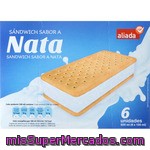 Aliada Sandwich Helado Sabor Nata 6 Unidades Estuche 600 Ml